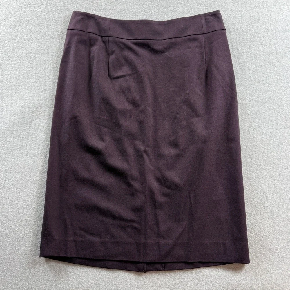 Theory Pencil Skirt Women 2 Purple Wool Blend Zip Back Back Vent 28